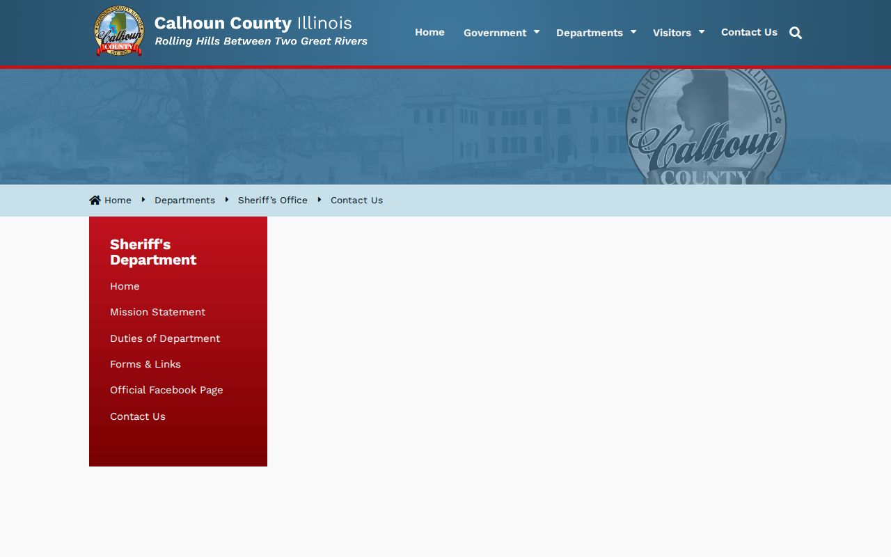 Calhoun County Sheriff contact form for custody verification