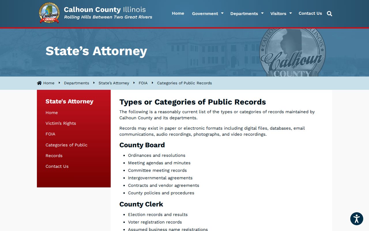 Calhoun County arrest booking inmate log and photograph record categories