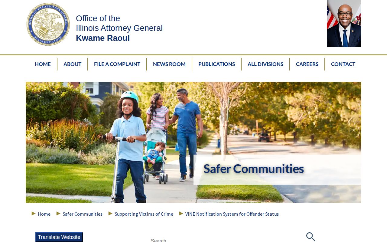 Illinois Attorney General VINE custody notification information