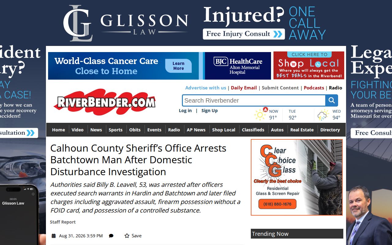 RiverBender report about a Calhoun Sheriff investigation in Batchtown